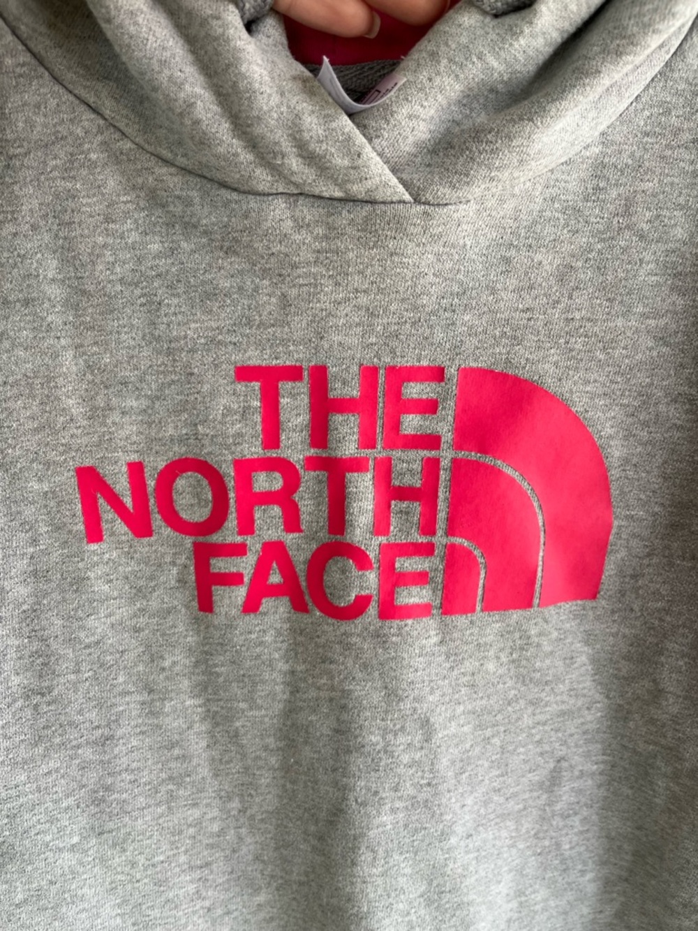The North Face Gray Hoodie with Pink Interior Trim - Picture 3 of 3